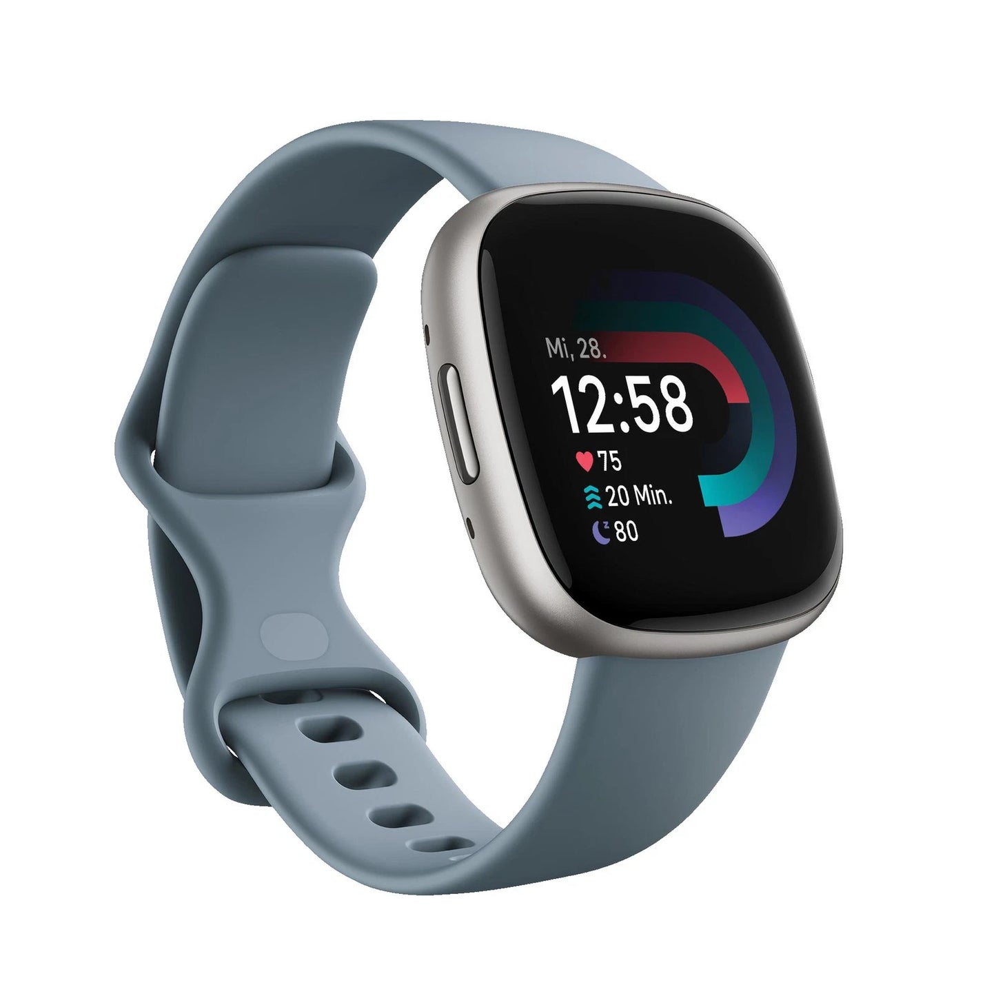 Fitbit Versa 4 Smartwatch Fitness Tracker Waterfall Blue Platinum